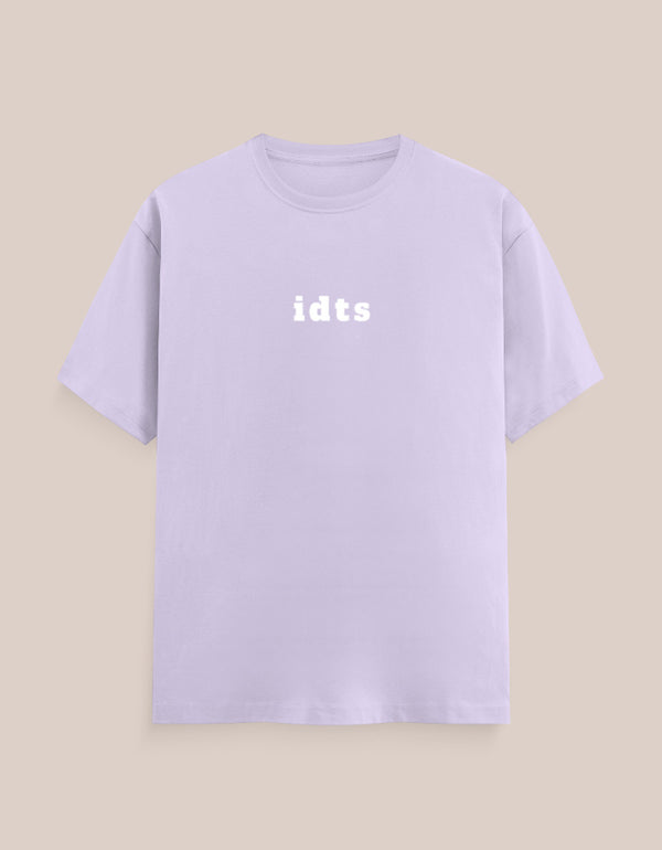 Light purple t-shirt with 'idts' text on a beige background