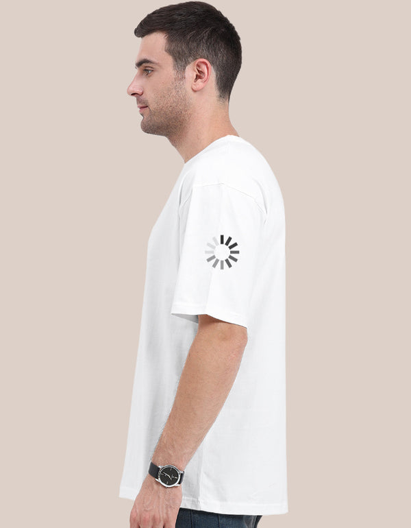 Stand out with this witty buffering symbol graphic tee on the shoulder. It's the perfect way to silently communicate your 